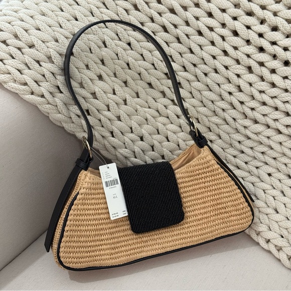 Anthropologie Beaded Rattan Shoulder Bag - Picture 3 of 4